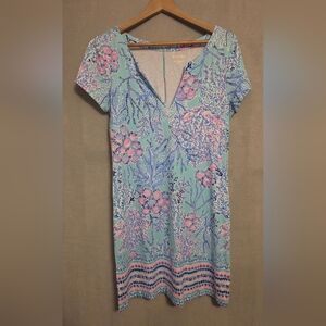 Lilly Pulitzer Blue and Pink Midi Dress